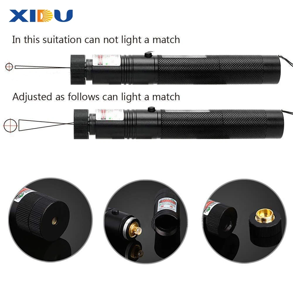 XIDU Green Laser Sight 303 Pointer High Powerful Device Adjustable Focus Lazer laser Pen Head Burning Match laser pointer pen