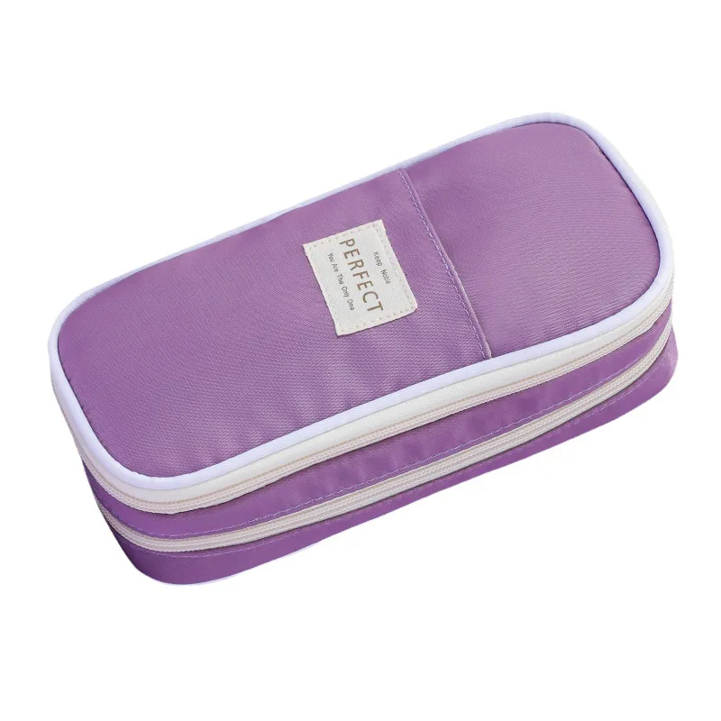 Custom logo bright color soft zipper children pencil case organizer promotional school pencil cases for kids 2024