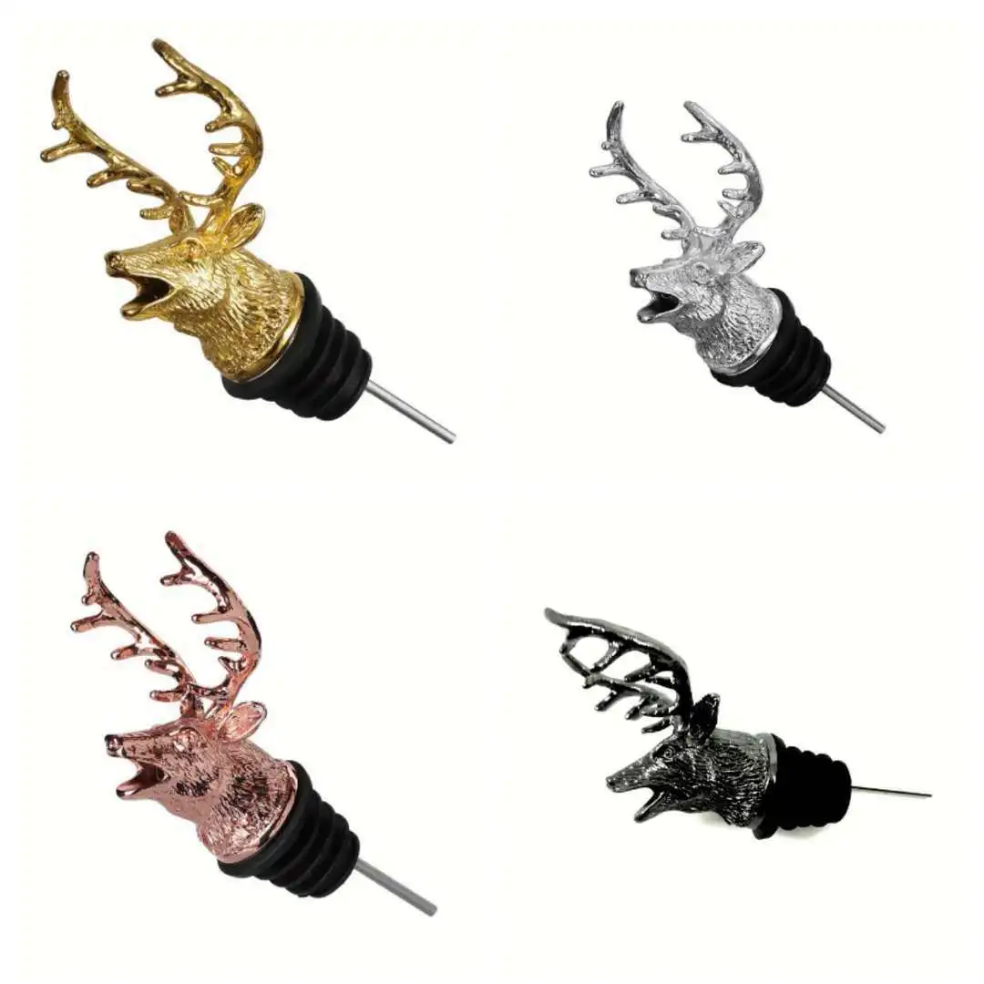 Wholesale Dispenser Zinc Alloy Deer Elk Lion Head Mouth Pour Wine Extractor Silver Wine for Bar accessories