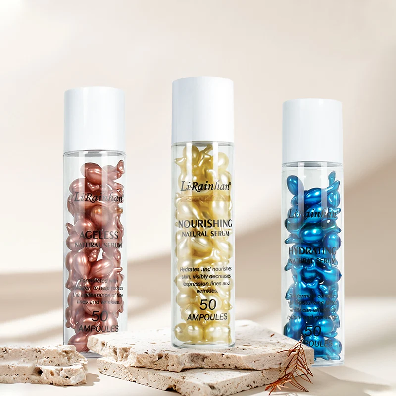 Natural Capsule Facial Essence 50 Capsules/bottle Hot Selling Beauty Reduce Fine Lines Whitening Vitamin E Essence Capsules