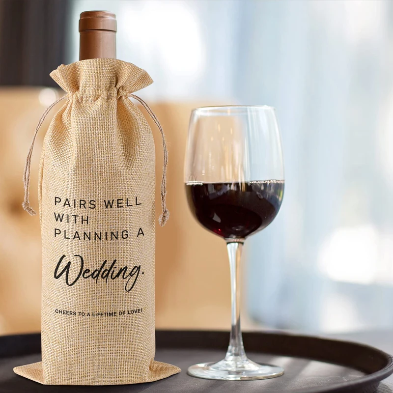 Hot Sale Cheap Linen Burlap Jute Sack Drawstring Wine Gift Bag Wine Bottle Bag Burlap Wine Gift Bags