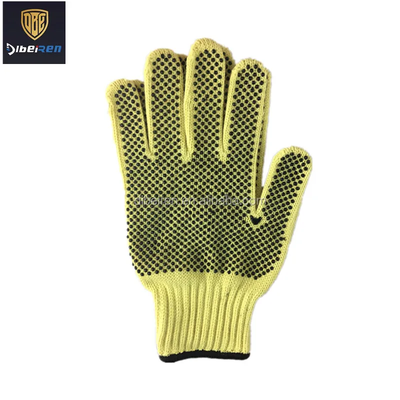 Yellow high quality aramid anti cut resistant safety work gloves