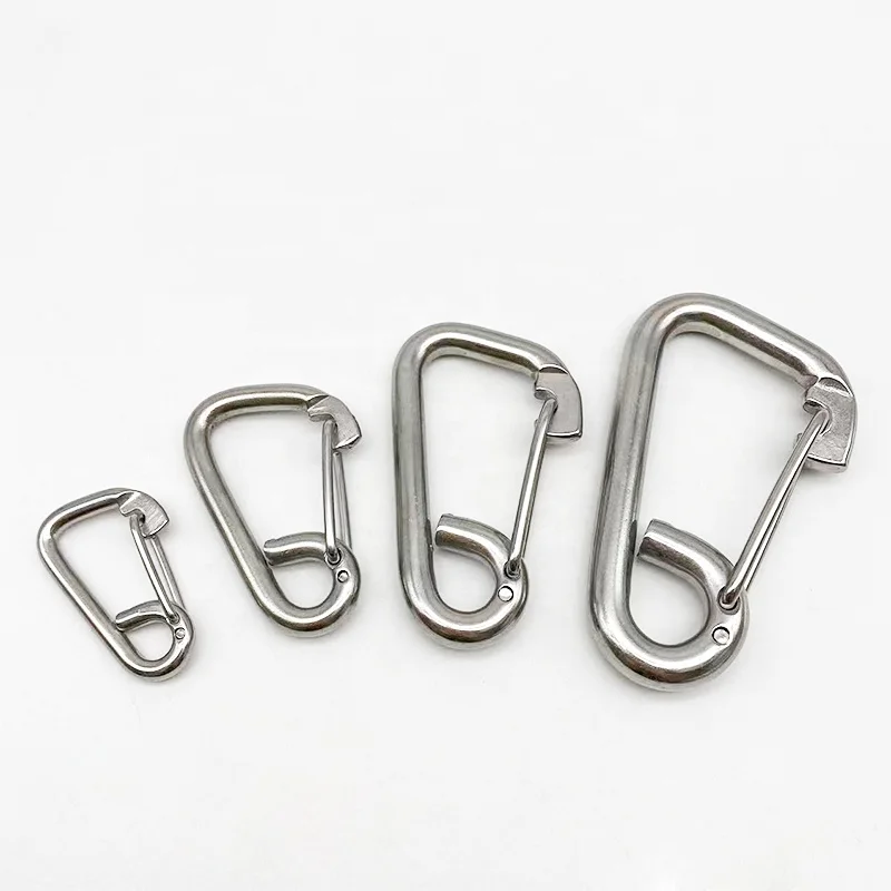 Marine Rigging Hardware Outdoor Fittings 8*80mm Stainless Steel 316 Delta Simple Snap Hook Climbing Camping Carabiner
