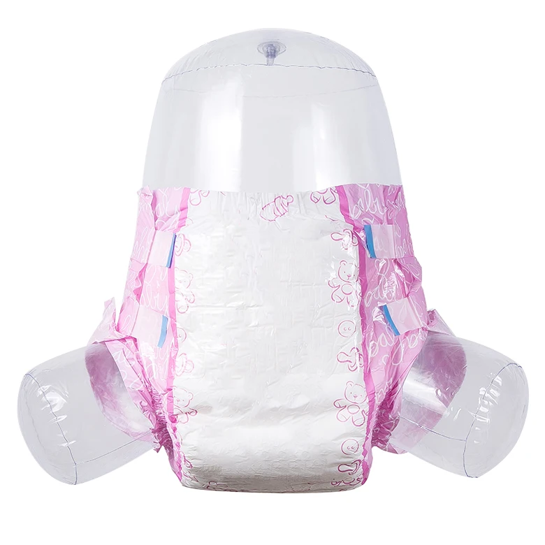 Breathable Pe Film Free Sample Test Waterproof Custom Print Ultra Thick Adult Diaper In Pink