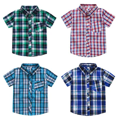 2019 hot sale new design summer New children Girls comfortable Casual upper Tops kids boys fancy plaid shirts
