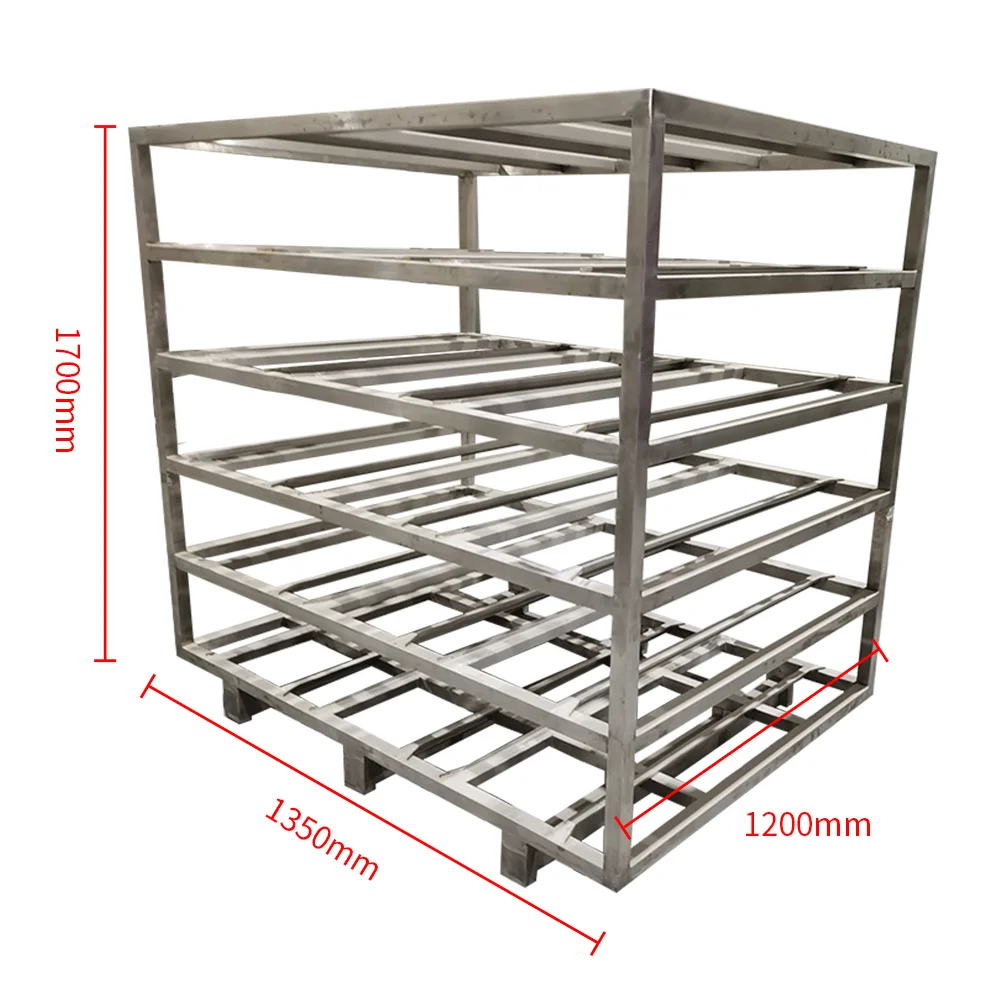 Cold Storage Warehouse Multi-layer Stainless Steel AGV Moving Shelves Meat Hanging Trolley
