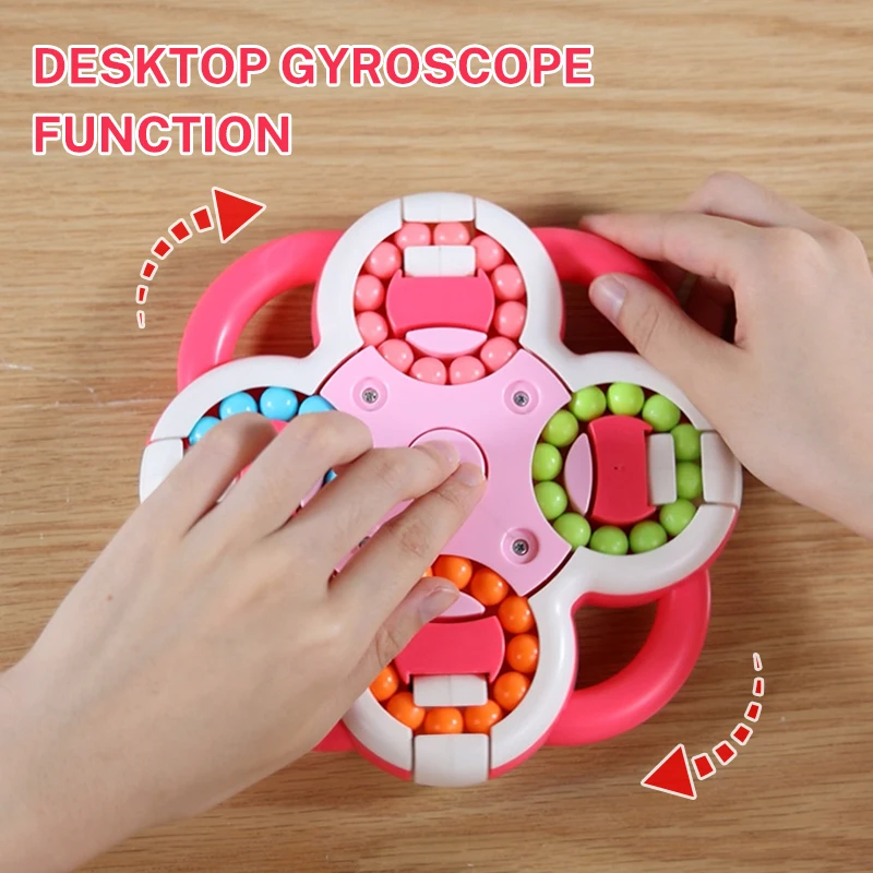 Kids Brain Training Educational Puzzle Game Fidget Cube Toys Large Decompression Spinner Stress Relief Rotating Magic Bean Cube