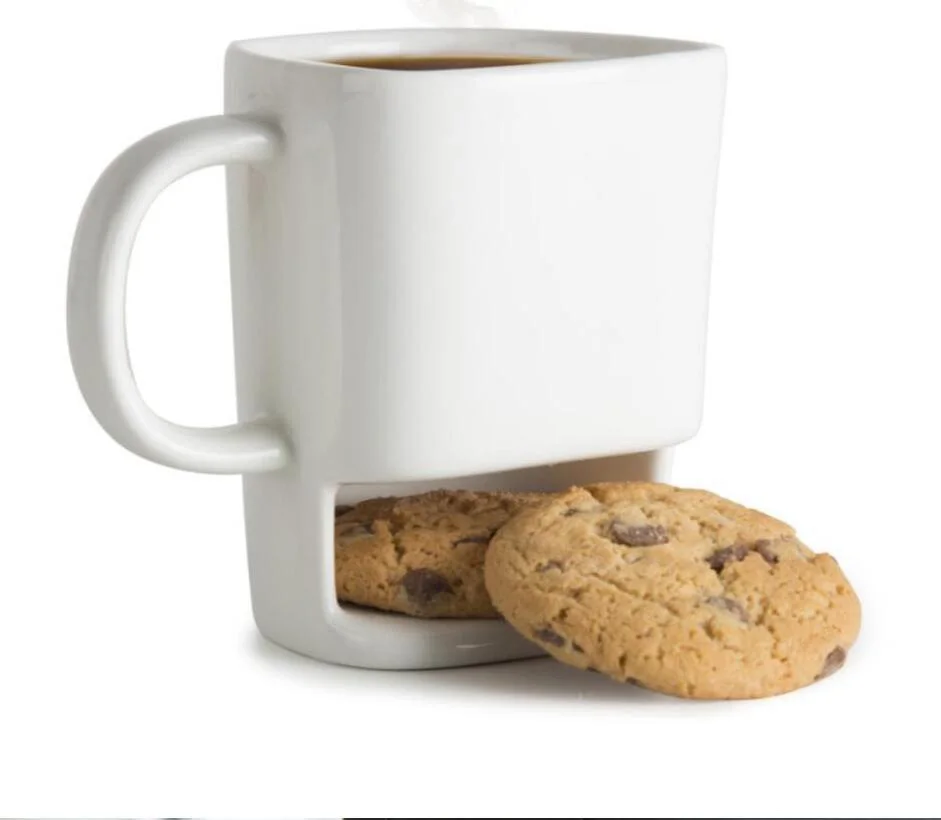 Ceramic Biscuit Cups Coffee Cookies Milk Dessert Cup Tea Bottom Storage Mugs