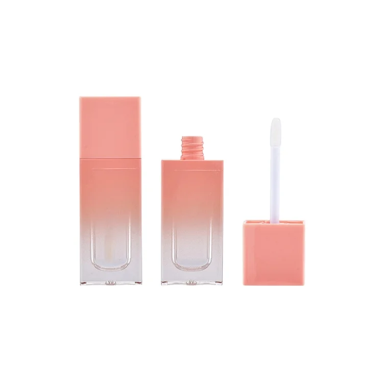 
cosmetics clear lipgloss wand tube custom lip gloss packaging pink gradient lipgloss tubes 