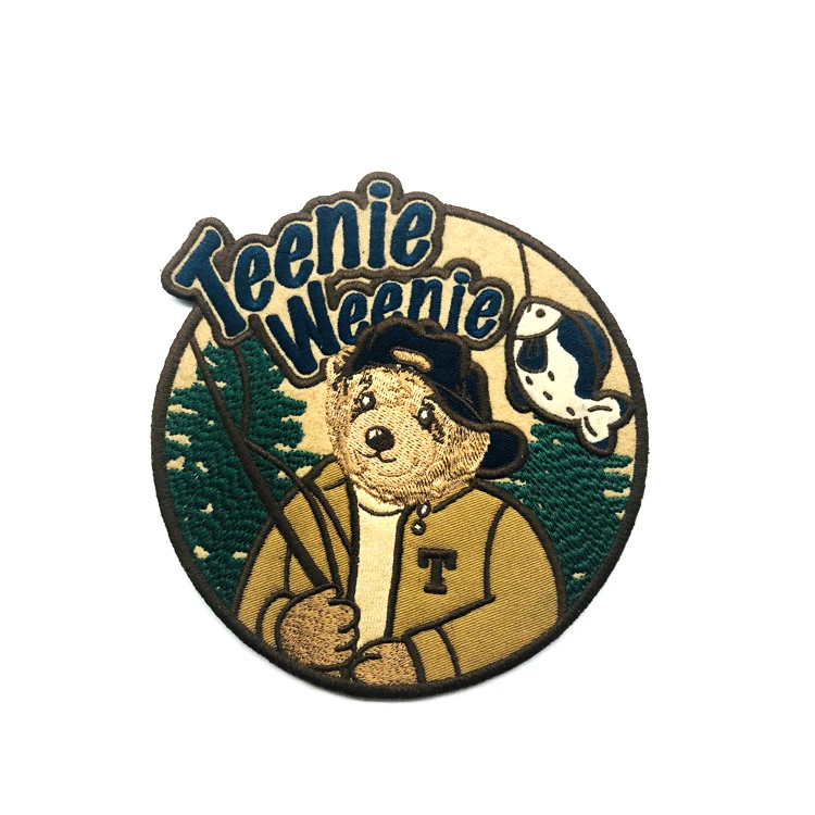 Embroidered Service Custom Cute Bear Animal Logo 100% Machine Embroidery Patches and Badges with Sew on