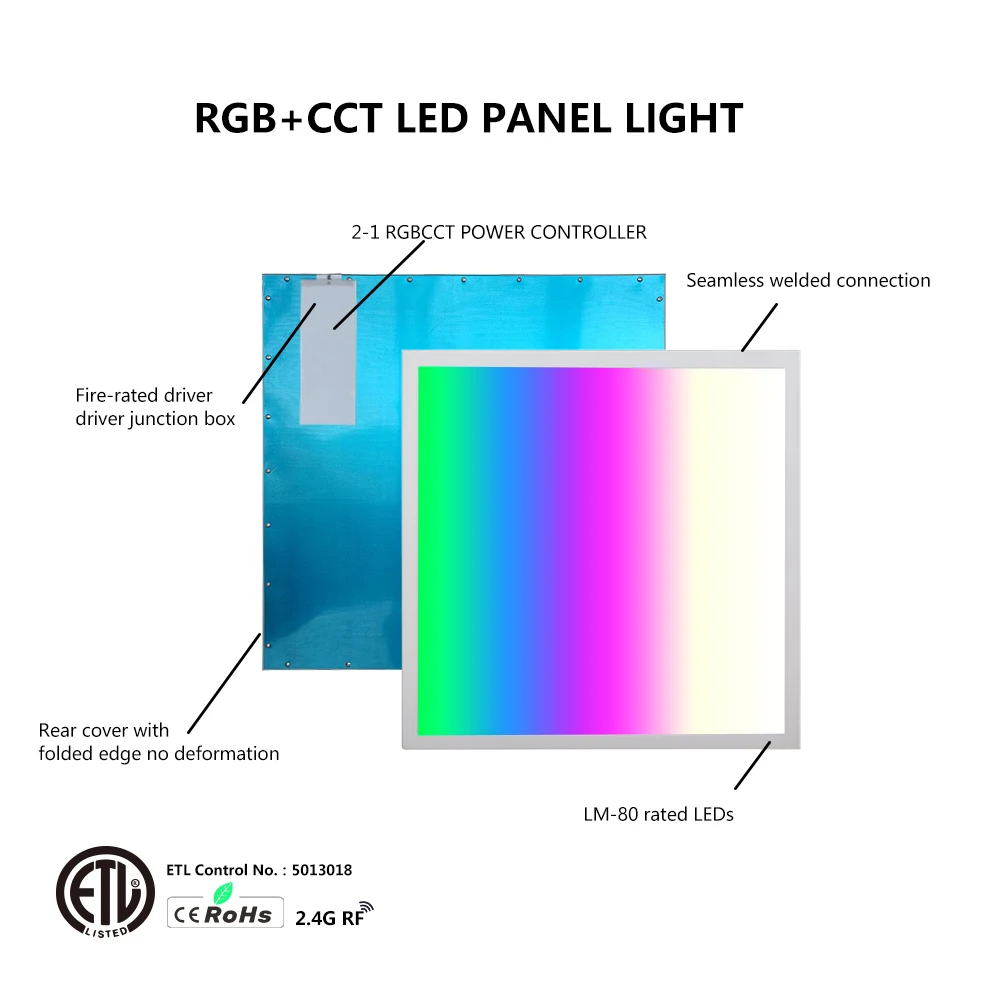 New DMX512 control 2.4g wifi  Smart  LED RGB/RGBW/RGB+CCT/RGBWW LED Panel Light 600x600 300x1200 600x1200mm  ETL CE RoHS
