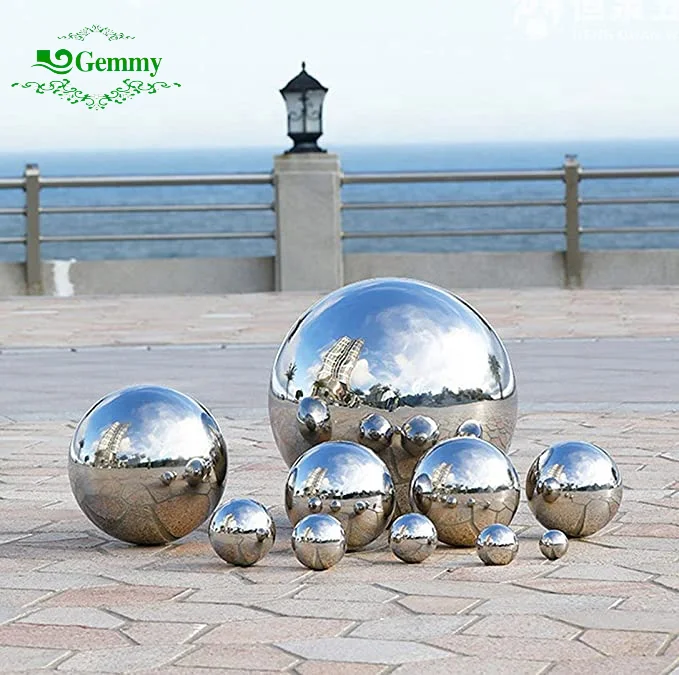 Polished Modern Metal Art Aisi304 Stainless Steel Hollow Garden Ball Decorative Mirror Ball