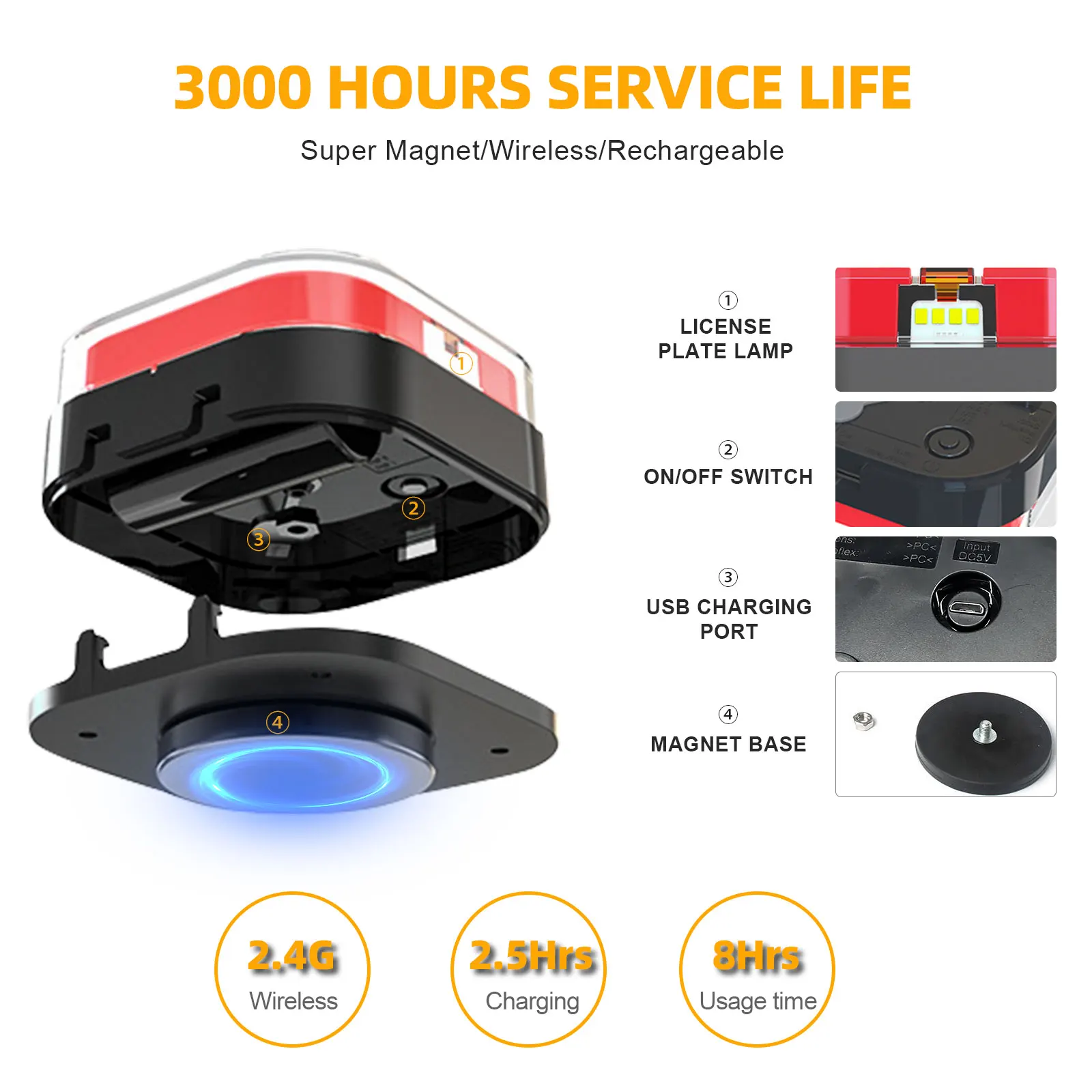 12V para camion side indicator marker grow combination with housing heavy reverse dynamic light truck magnetic led wireless tail