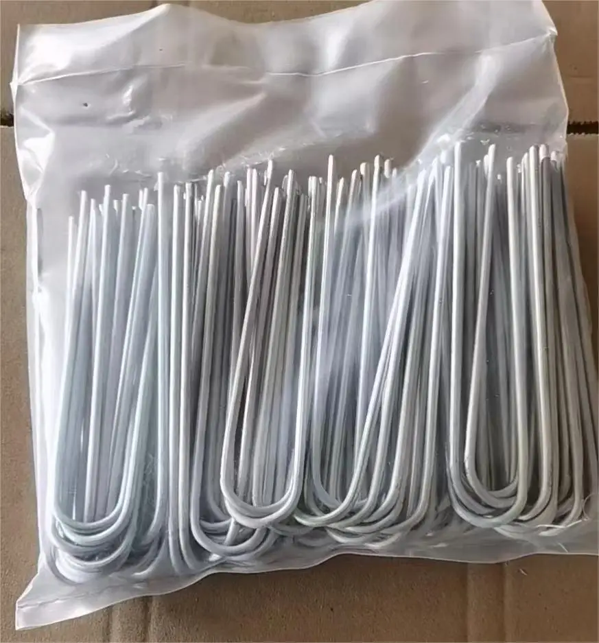 Garden landscape u shape galvanized nails garden sod staples weed mat plastic ground cover nail for sale