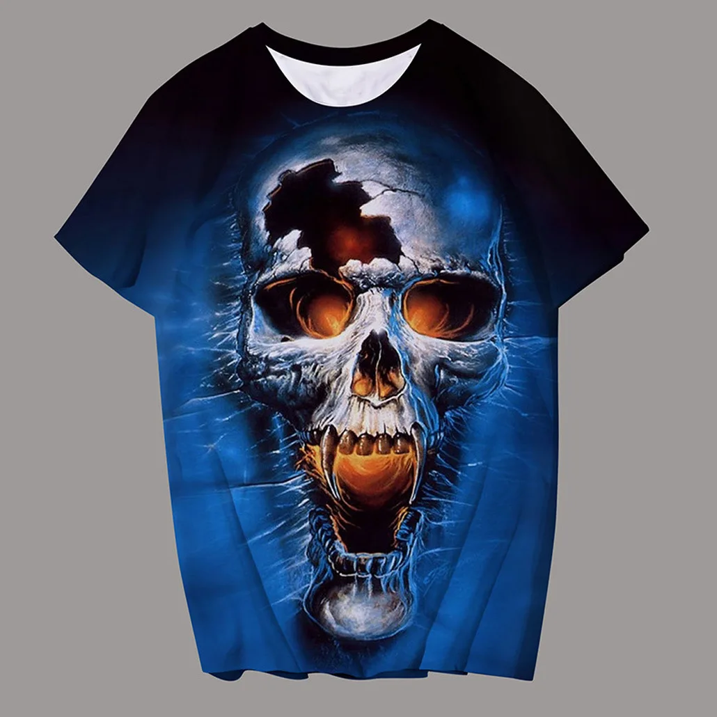 Wholesale ready to ship fashion 3D digital print tshirt fashion carnival personality hip hop clothing