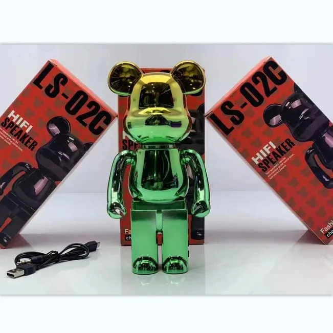 Online Hot Sale Blue Tooth Speakers TF USB  FM Radio Speaker  LS-02C Metallic Bear Speaker