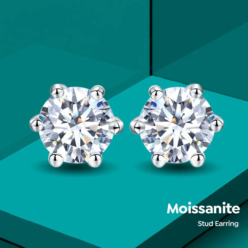 moissanite diamond stud earrings 925 sterling silver 14K 18k gold 0.5 1 2 ct  GRA women Luxury fine wedding Jewelry ATTAGEMS