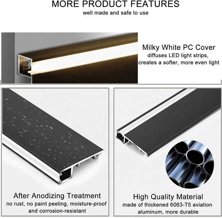 Free Sample Aluminum Metal Profile Decorative Strip Curved Square Shape Tile Trim for Wall and Floor Border