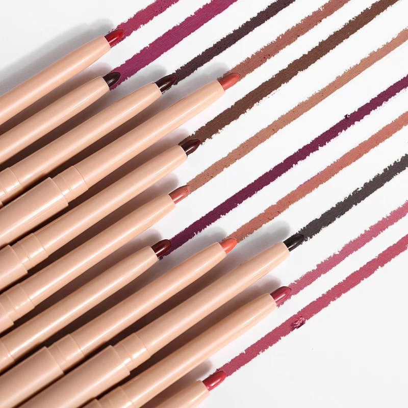 Rotatable Lip Liner Pencil Best Selling Matte Nude Smooth Lip Liner Private Label Waterproof 12 Colors Cream Lip Liner