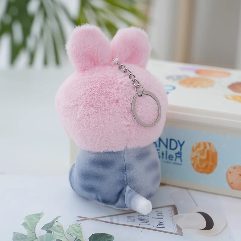Wholesale Mini New Style Rabbit Cat Plush Keychain Stuffed Animal for Children Gifts Plush Shark Rabbit Cat Keyring