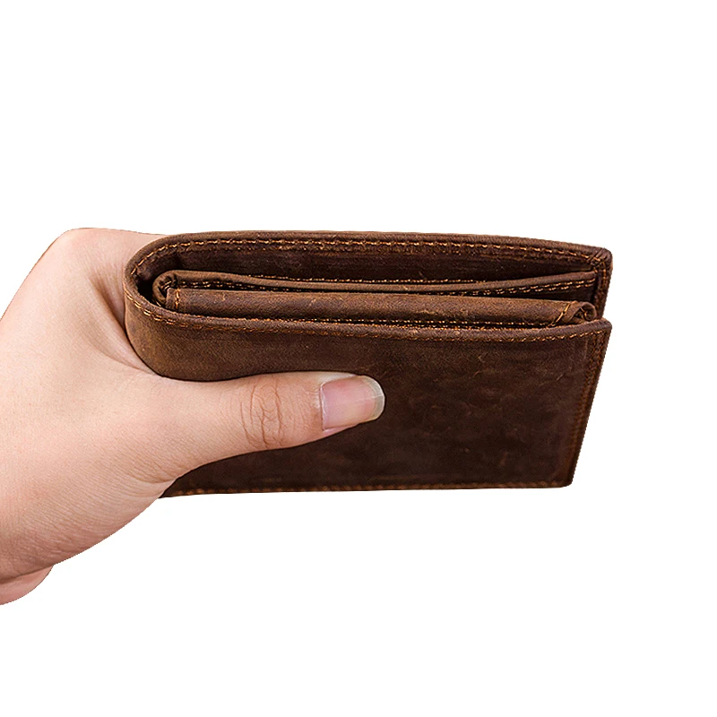 Vintage money cards holder genuine Leather  crazy horse wallet for men