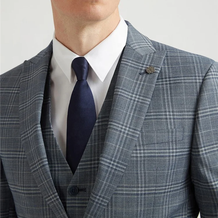 men plaid print single button suit wedding coats for groom men