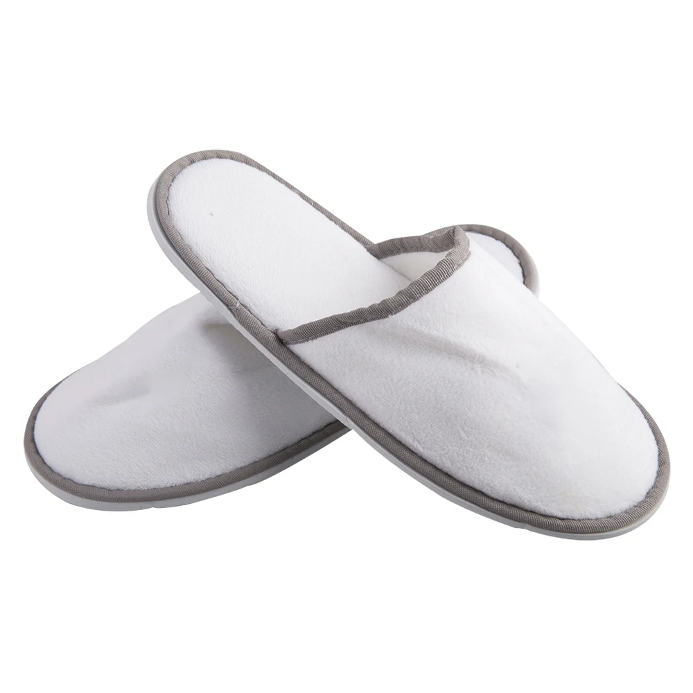 Manufacture Luxury Hotel Amenities Thick Sole Slipper Embroidery Blank Hotel Disposable Slippers