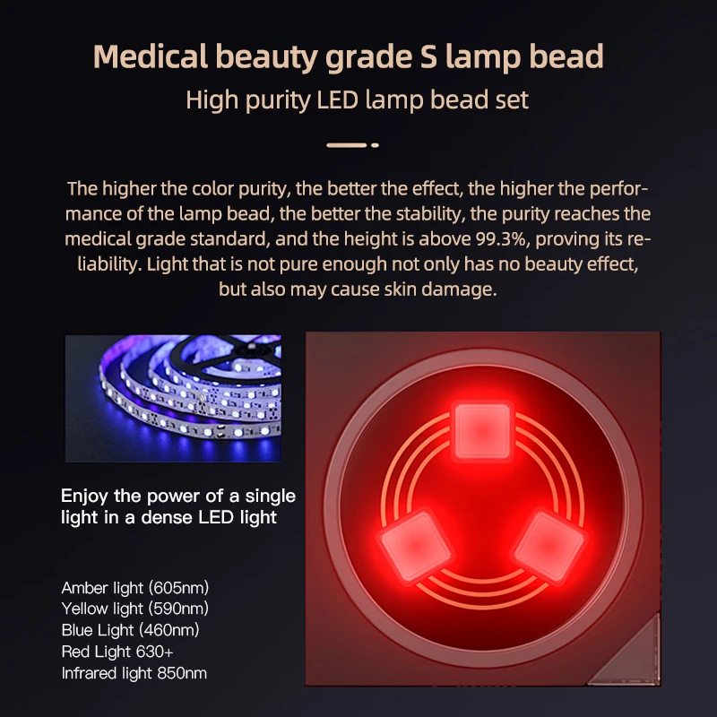 Home use portable beauty device skin rejuvenation Photon LED red light therapy with mirror