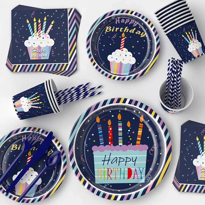 Birthday Party Supplies Custom Birthday Paper Plates Disposable Happy Birthday Party Tableware