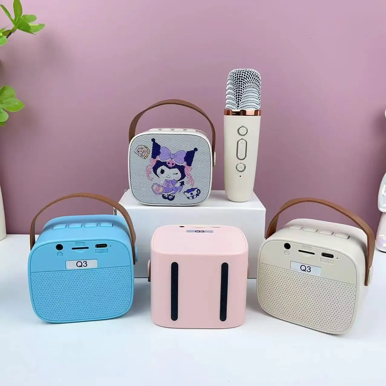Cartoon Kuromi Cinnamoroll Wireless Sing Speaker System Kawaii Melody Kids Singing Speaker Toys with one Microphone