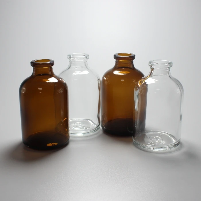 Wholesale 50ml Clear And Amber Moulded Vials With 20mm Neck Cheap Premium Vials Empty Injection Bottle Medication Vial