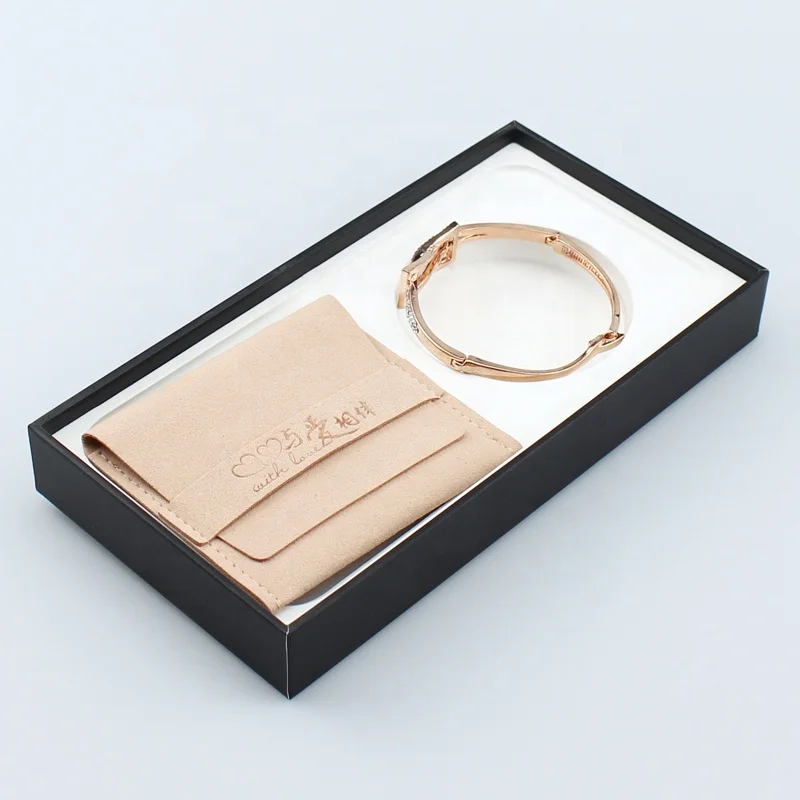 Customized Logo Printed small suede Bracelet bag velvet envelope necklace jewelry pouch