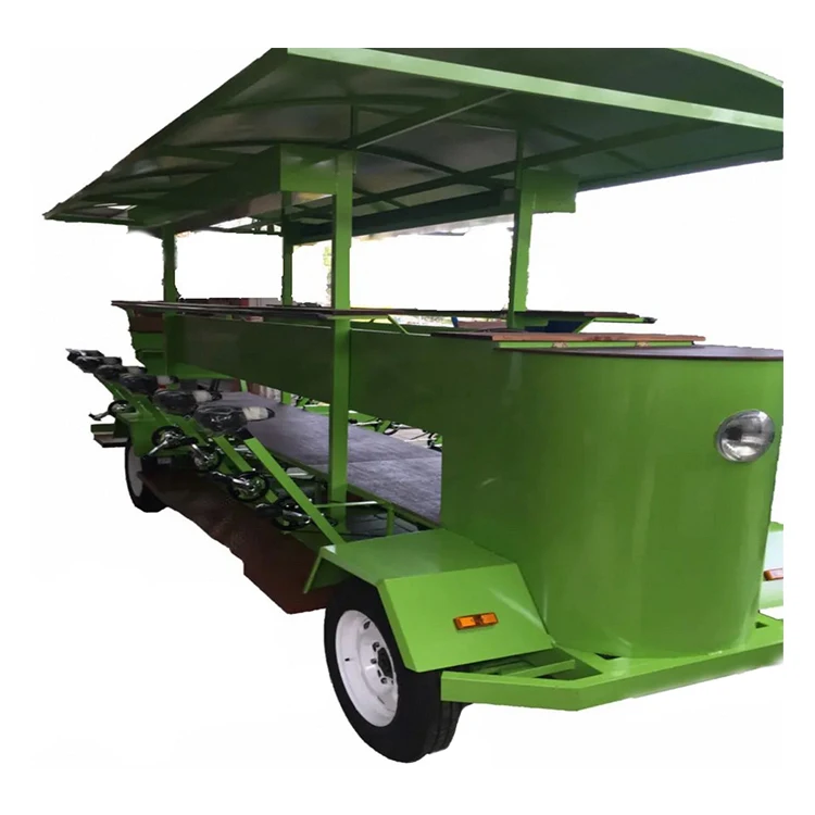 Factory Directly Electric Pedal Bike Bars 4 Wheel Pedal Pub Electric Beer Party Bike Sightseeing City Bus  Beer Party Bicycle