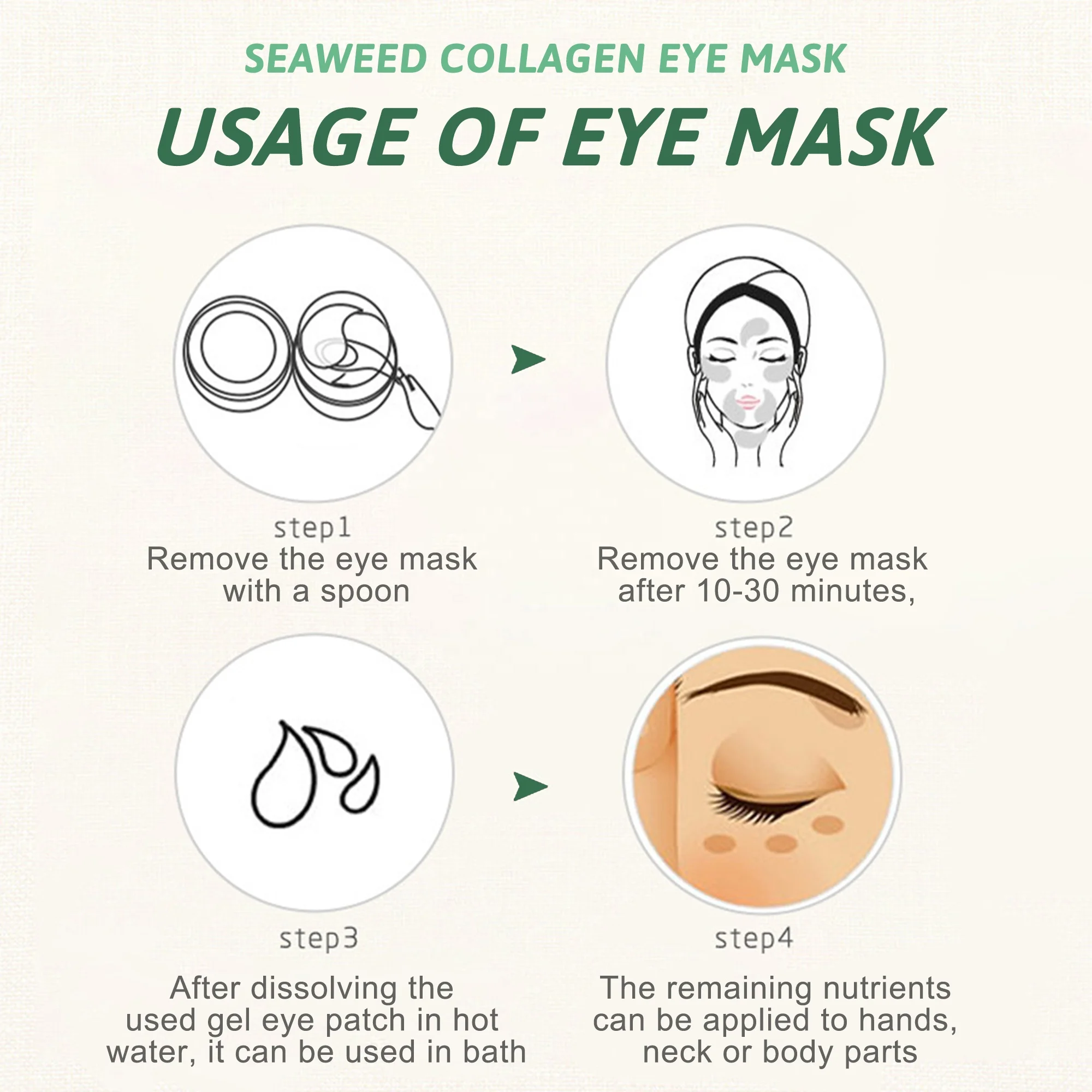 Гидрогелевая маска для ухода за темными кругами под патчами от частного бренда, прозрачная коллагеновая маска для глаз с зеленым чаем