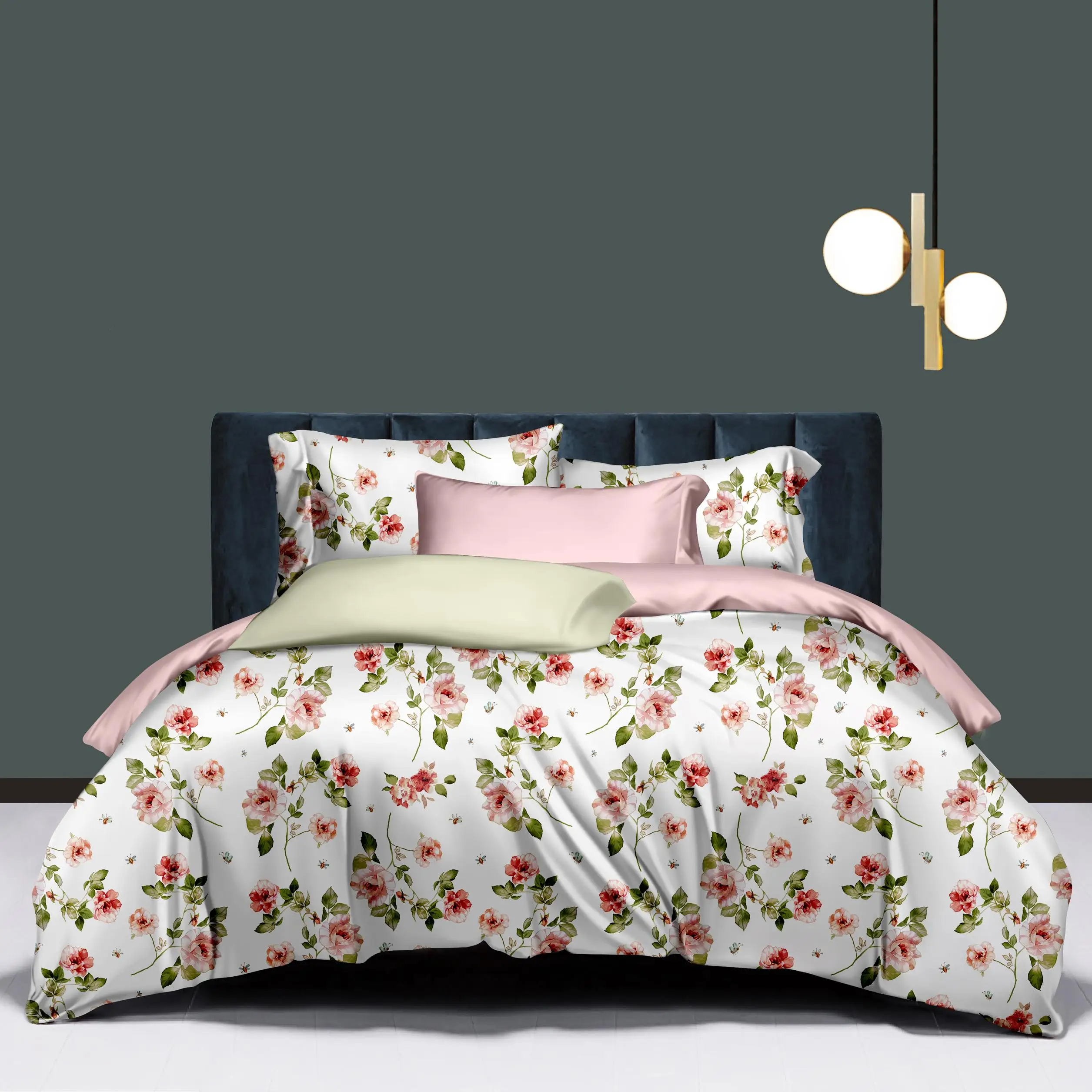 Flower design 300tc 60s digital print bed sheets use TENCEL lyocell fiber fabric