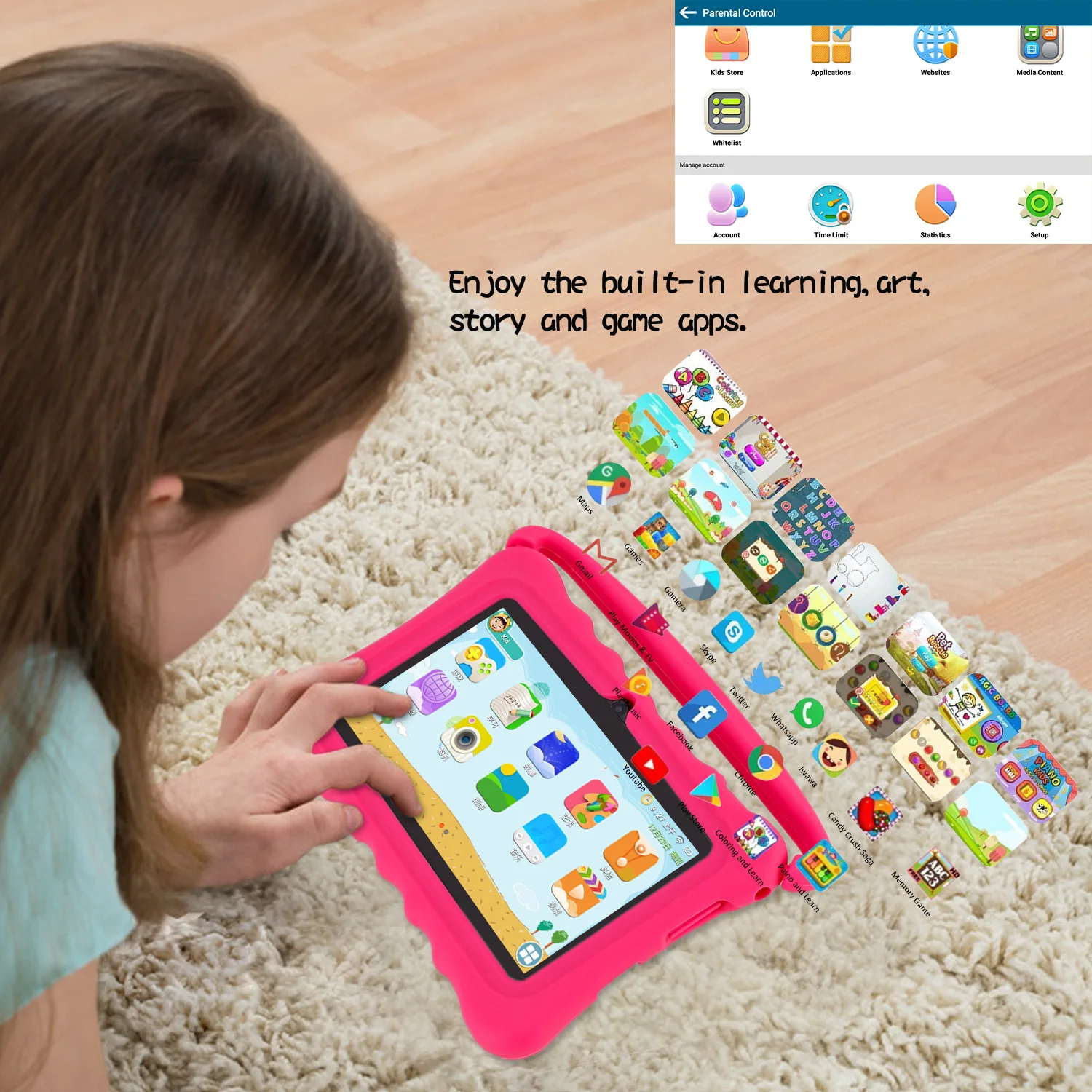 Educational Tablet Cheapest Kids Tablet 2GB 32GB Android 12 Tablet Parental Controls Christmas Gift With Silicone Case