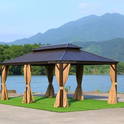 Удобная мебель для отдыха на открытом воздухе, большая беседка, алюминиевый каркас, павильон с занавеской