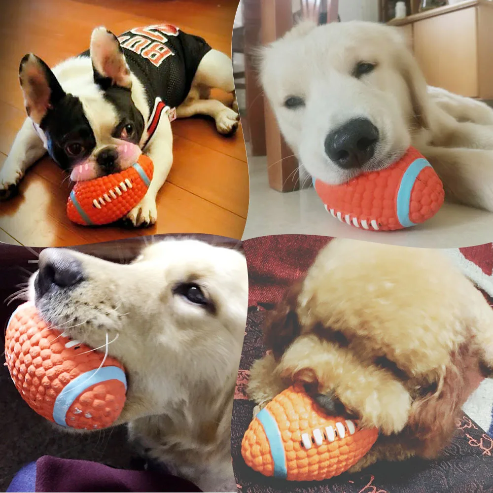 Wholesale Pet Interactive Movement Dog Toys Football Rugby Volleyball Durable Interactive Squeaky Latex Pet Dog Chew Toys Ball