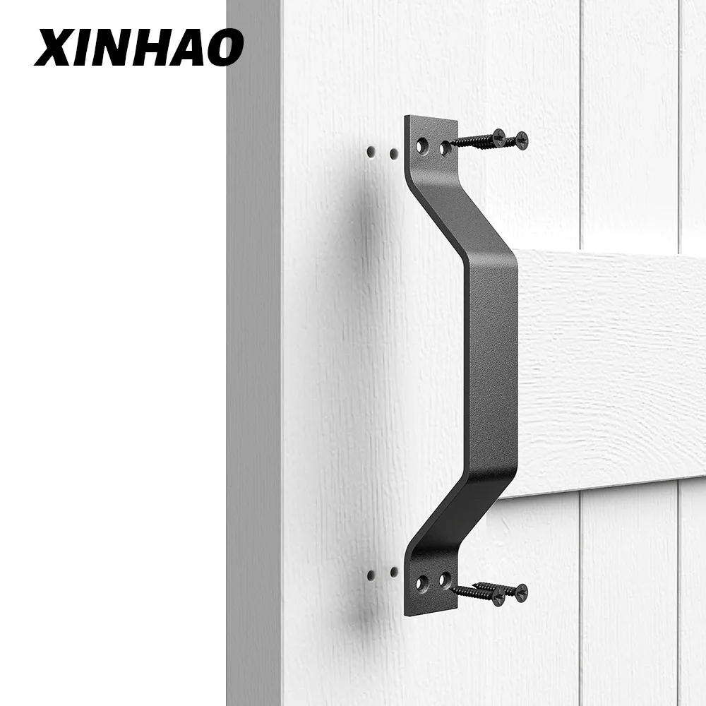 Rustproof Barn Door Cast Iron Pull Handle for Wooden Sliding Door Cabinet Pull,door & Window Handles Graphic Design Steel Black