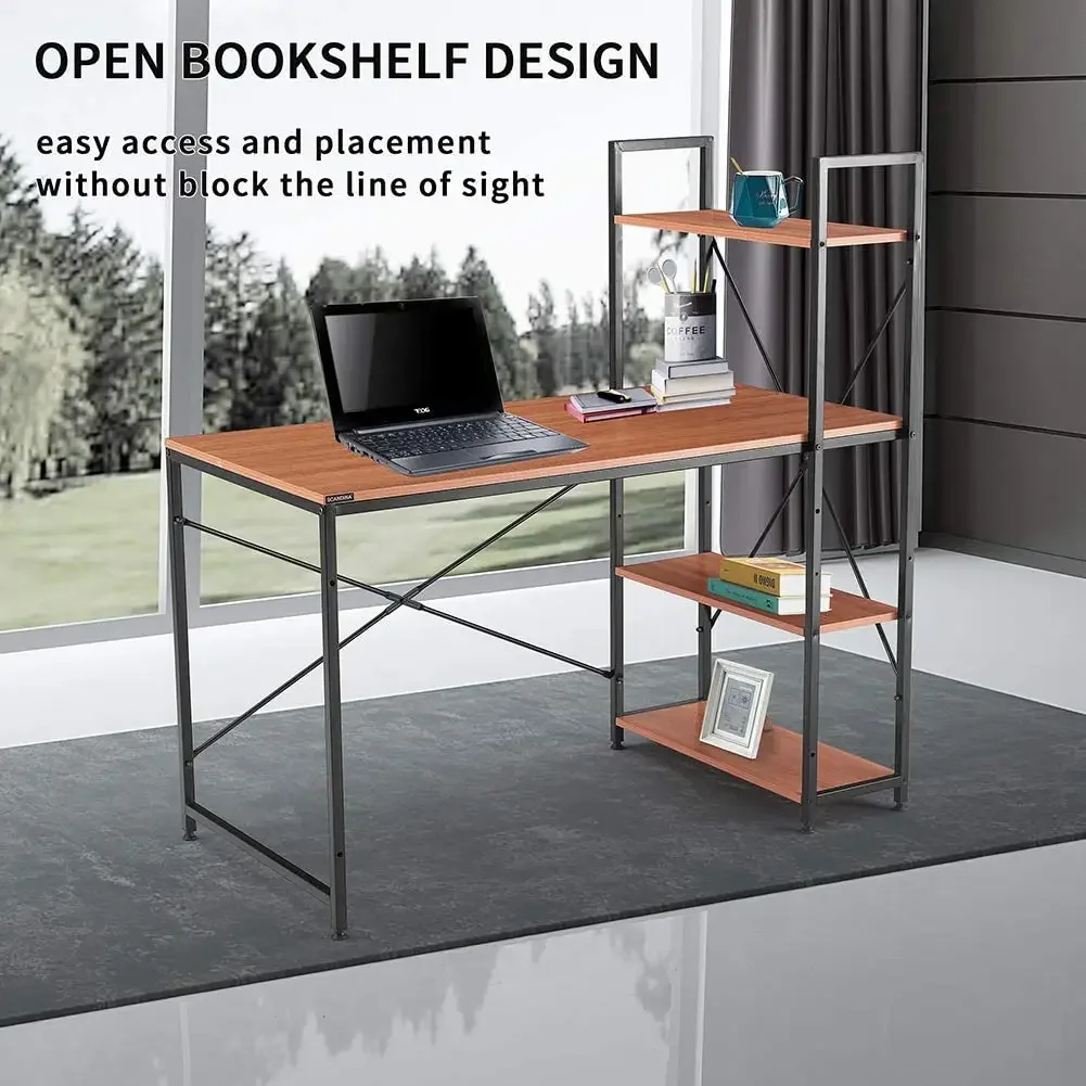 Metal Frame 4 Tiers Compact PC Workstation Writing Table Home Office Furniture Modern Luxury Design Computer Desk