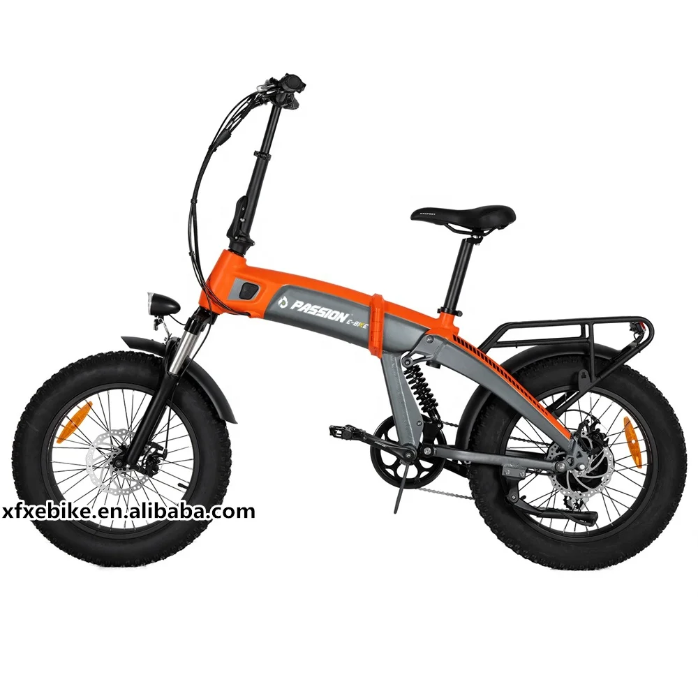 2022 Classical 20 Inch Fat Tire Full Suspension Snow Ebike 500W/750W/1000W Electric Folding Bike  With Rear Rack