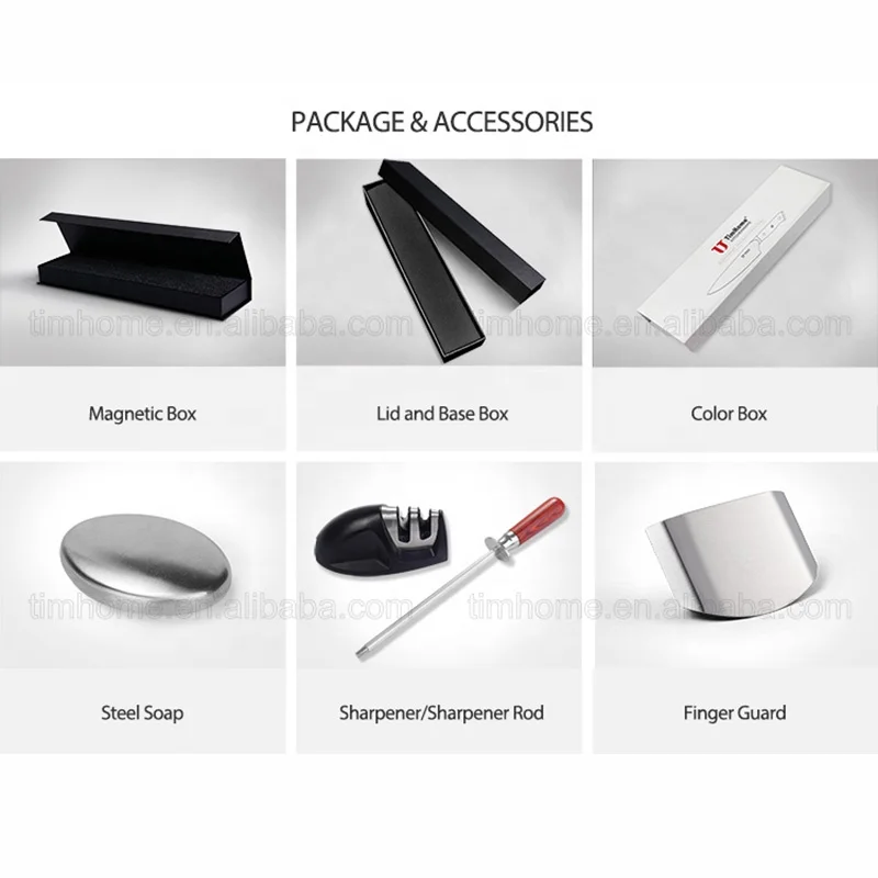 Немецкий нож Santoku из высокоуглеродистой нержавеющей стали Timhome, деревянная ручка Pakka