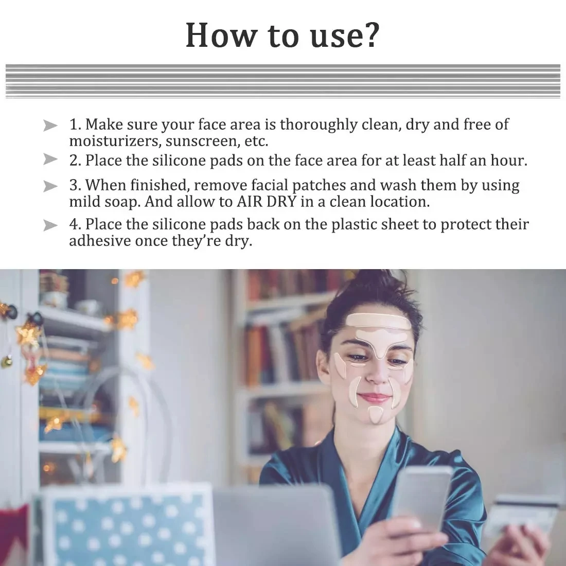 
Reusable 15-30 times 5 pcs Overnight Hypoallergenic Invisible Reusable Silicone Anti-Winkle Facial Eyes Pads For Adult 