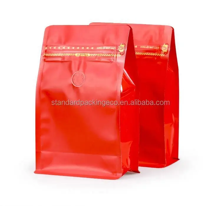 Wholesale 250g 500g 1kg aluminum foil flat square bottom matte printing pouches zipper coffee bags