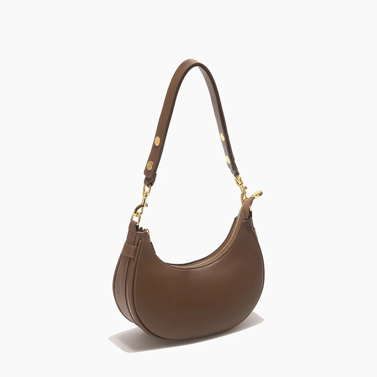 Custom PU Leather Half Moon Shape Fashion Retro White Underarm Bag Women saddle bag Single Shoulder Bag for Lady