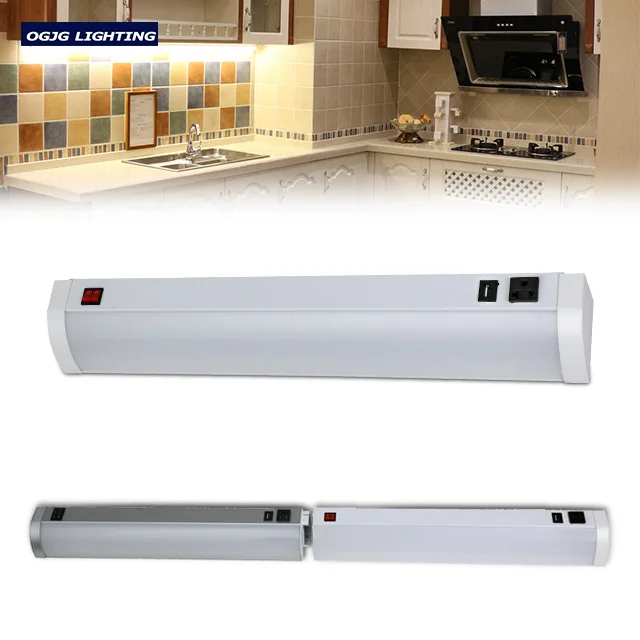 OGJG shop warehouse 6w 10w 60cm kitchen light aluminum under cabinet linear tube lamp with usb socket