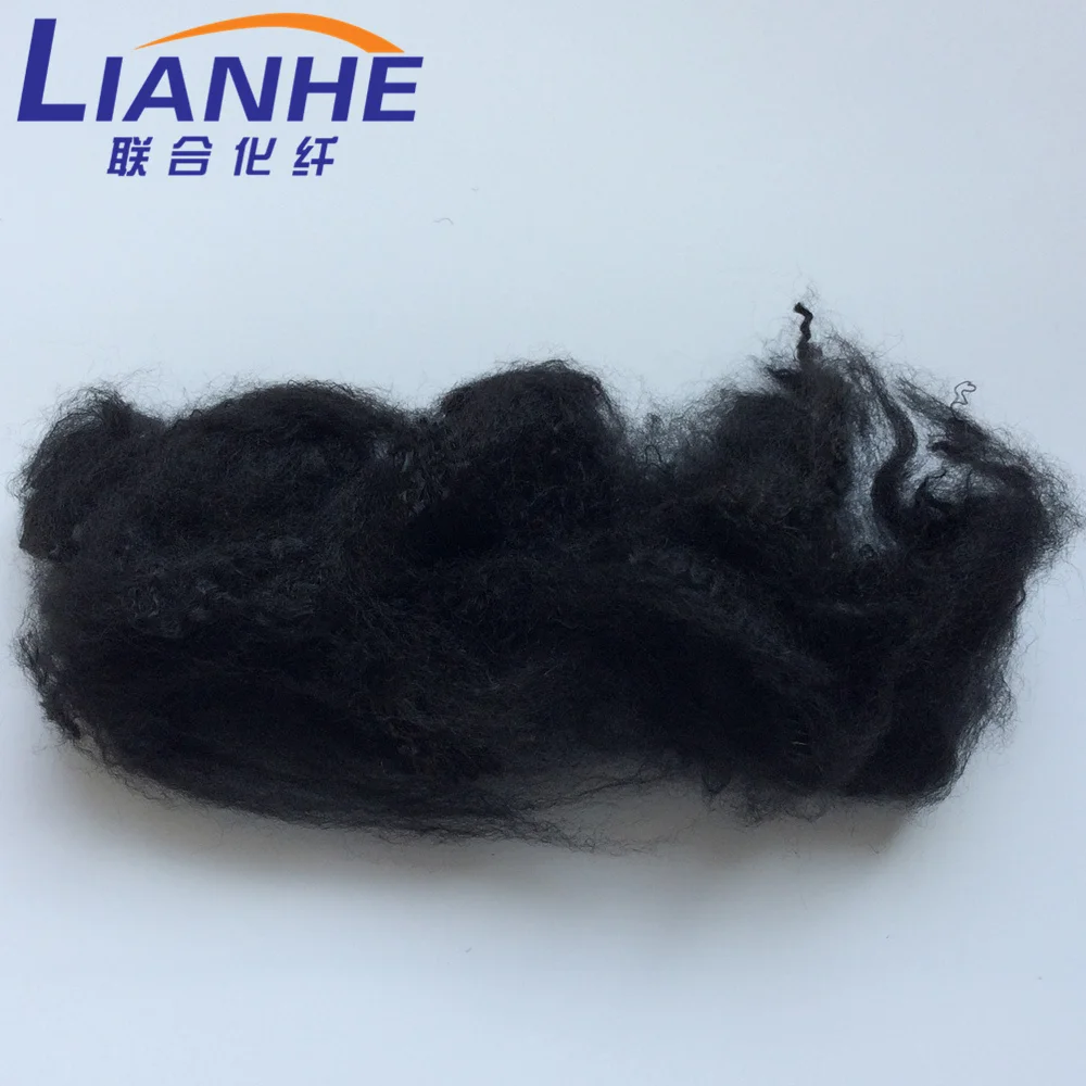 black psf 1.4d 38mm recycled polyester staple fiber fibre high tenacity 4.8CN/DTEX