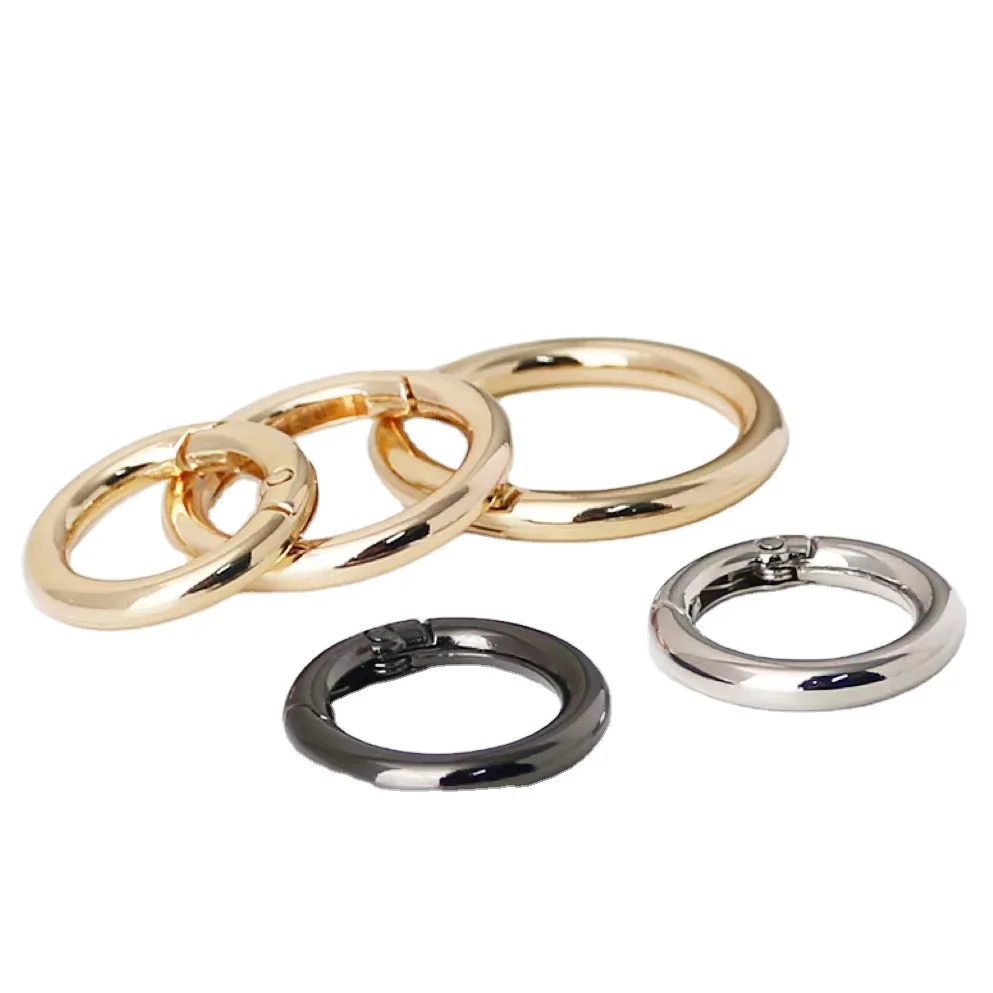 Hot selling high quality custom metal spring openable keyring leather bag belt buckle fashion pendant accessories metal spring c