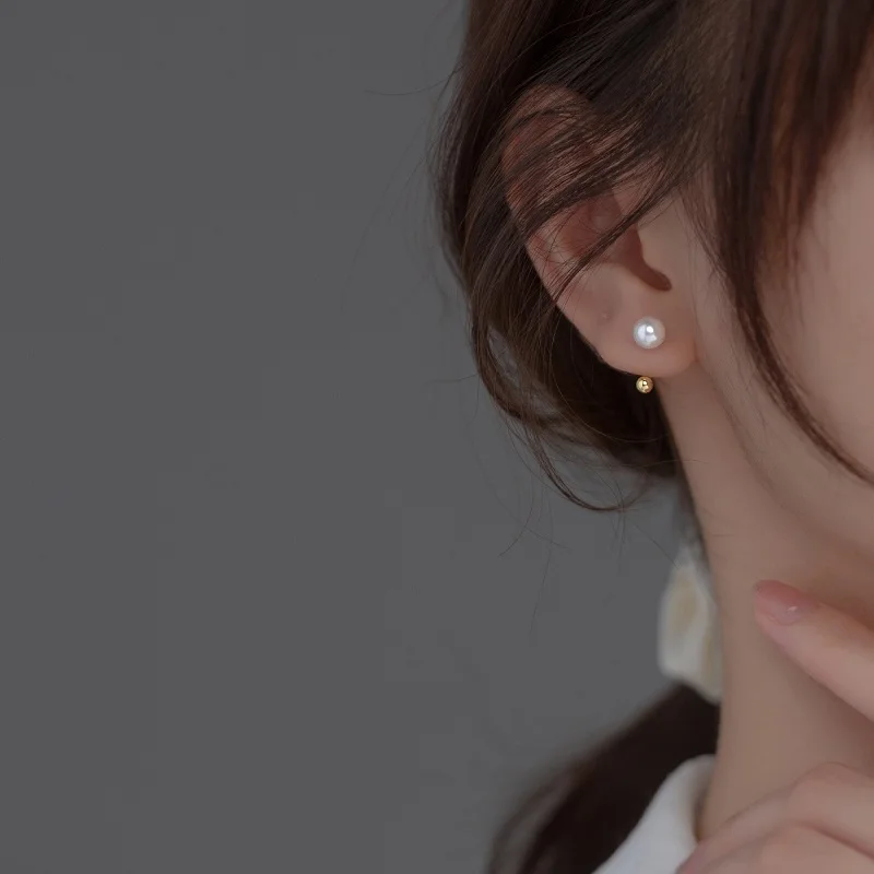 Irregular Women 18K Gold Plated Real Natural 925 Sterling Silver Stud Drop Hoop Fine Jewelry Freshwater Baroque Pearl Earrings