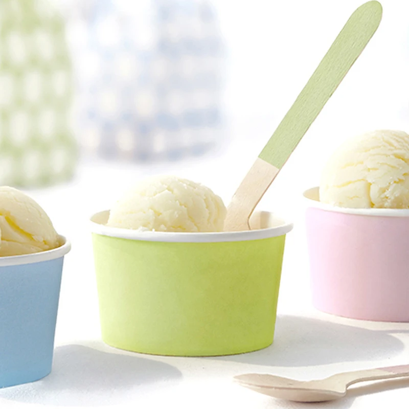 Миска Для Мороженого 3 унции 100 мл Экологически чистая одноразовая бумажная миска миски для мороженого